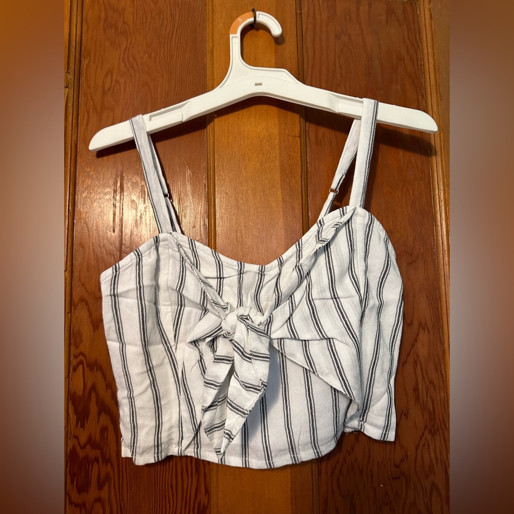 Hollister Black and White Striped Crop Top